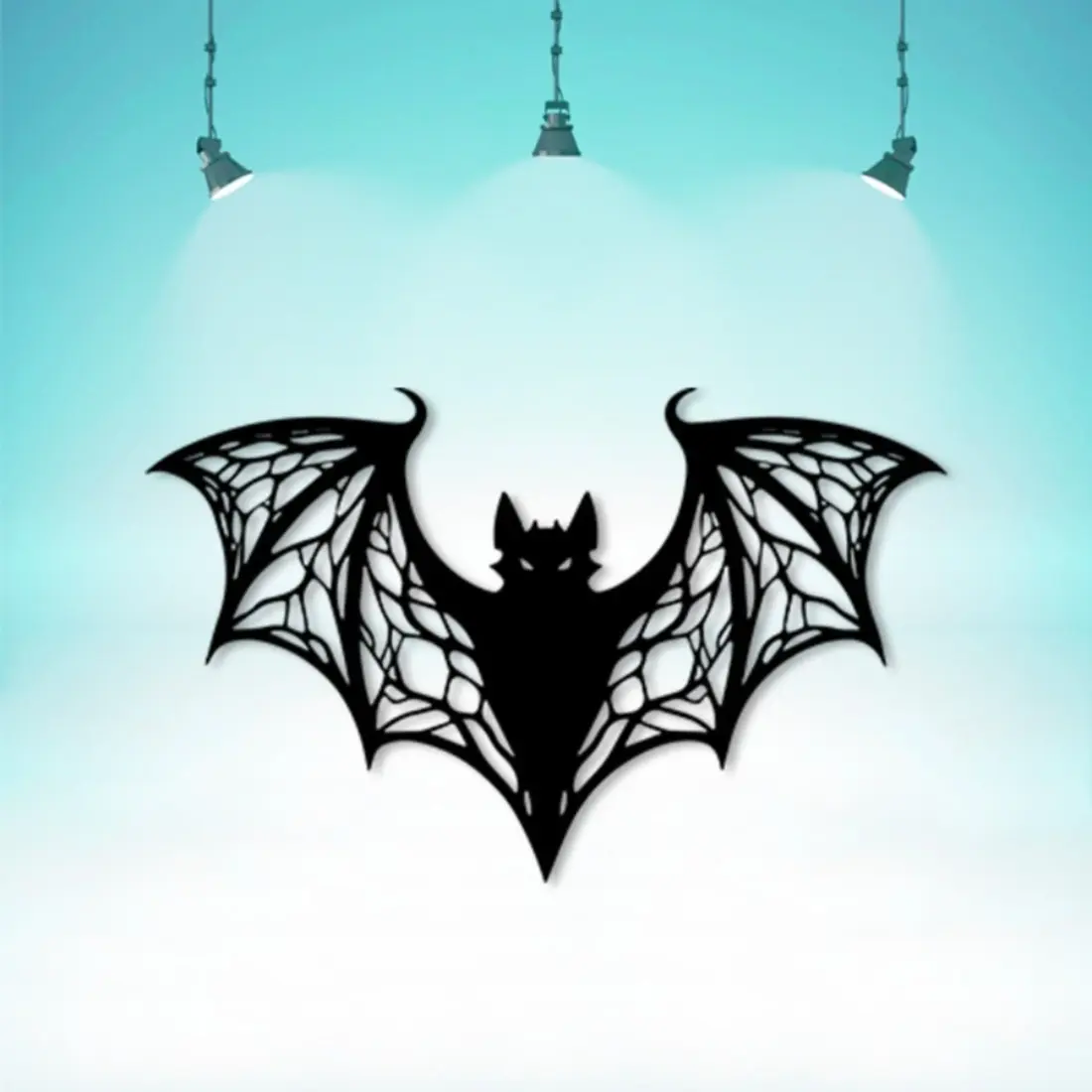 Gothic Bat Wall Decor, Vintage Wall Art, Artwork for Walls, Vintage Iron Silhouette with Spider Web Design, Waterproof Indoor Outdoor Metal Sculpture, Halloween Home Decoration