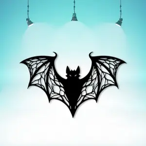 Gothic Bat Wall Decor, Vintage Wall Art, Vintage Iron Silhouette with Spider Web Design, Waterproof Indoor Outdoor Metal Sculpture, Halloween Home Decoration