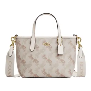 COACH City 15 Mini Tote Bag with Carriage Print in Beige for Women