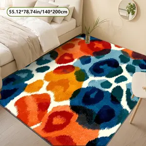 Velvet Soft Leopard Print Rug, Animal Print Rug, Multicolor Home Decor Carpet, Decorative Rugs, Living Room Large Mat, Sofa Cushion, Bedroom Bedside Rugs, Coffee Shop Mats