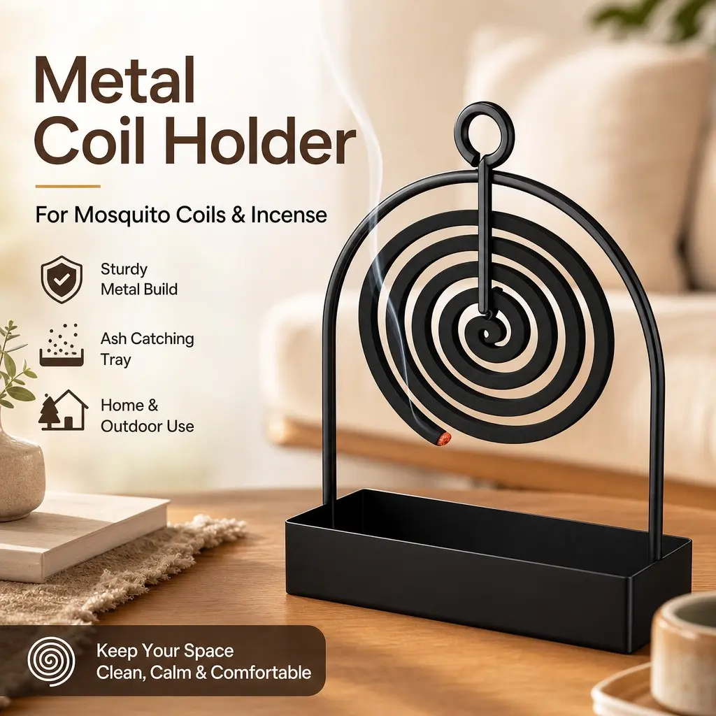 1 Mosquito Coil Holder, Sandalwood Holder, Metal Material, Sturdy Build, Sturdy, Durable, Clean, Tidy, Suitable for Hanging Mosquito Coils or Sandalwood, Ideal for Home Decoration and Decorating Living Room/Bedroom and Outdoor Camping