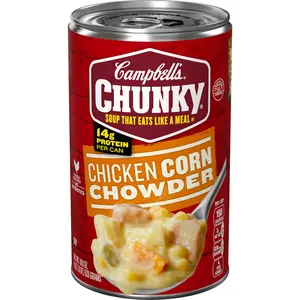 Chicken Corn Chowder Soup Ready to Eat Creamy Soup with Chicken Corn Potatoes and Vegetables Hearty Meal Option Easy Heat and Serve 18.8oz Can