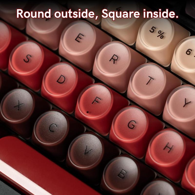 Womier PBT Keycaps, Red Jelly Keycap Berry Kiss Theme MOA Profile, 128 Keys Elegant Cute Custom Key caps for 61/68/84/87/98/100 Cherry Gateron MX Mechanical Keyboards