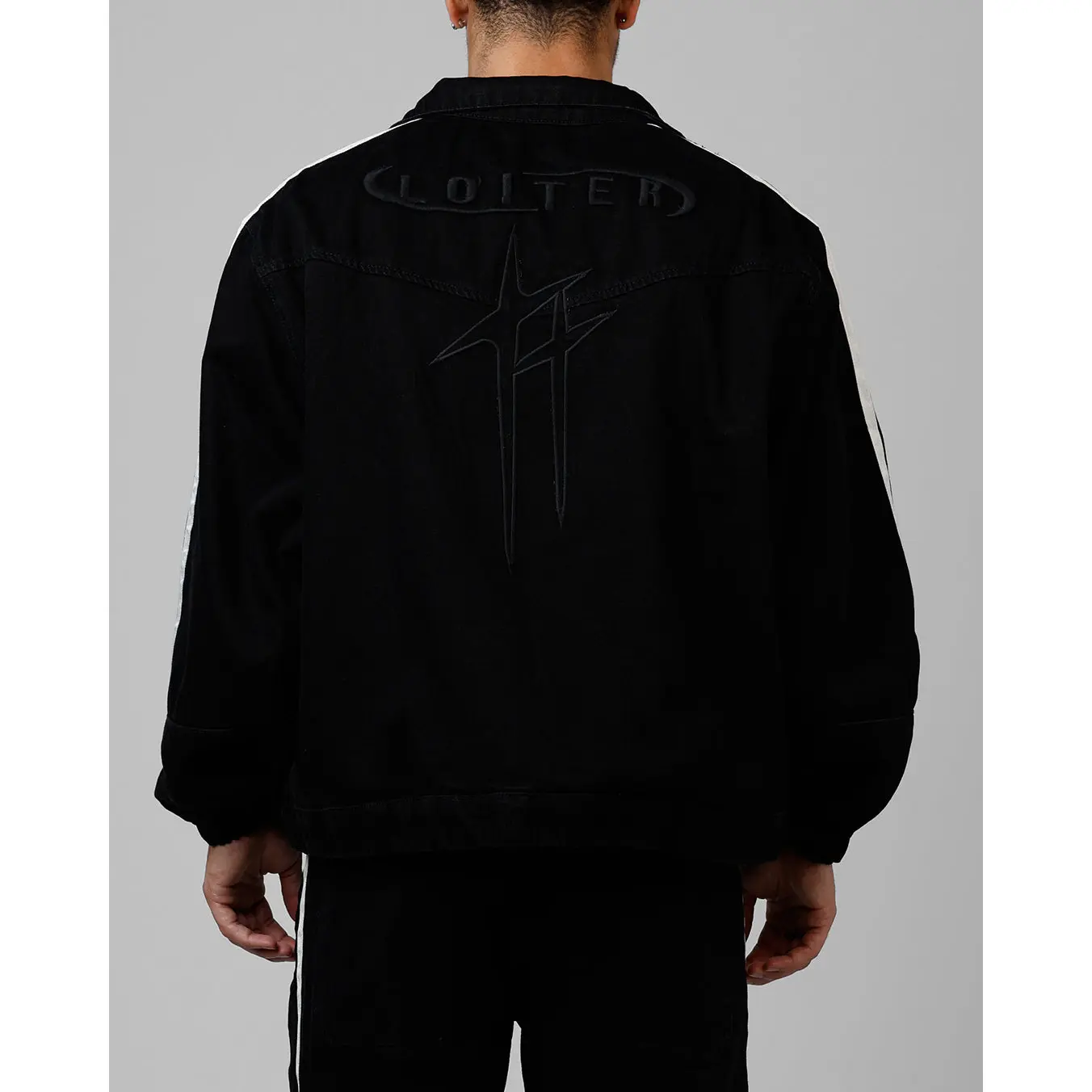 Loiter Track Star Denim Jacket Black