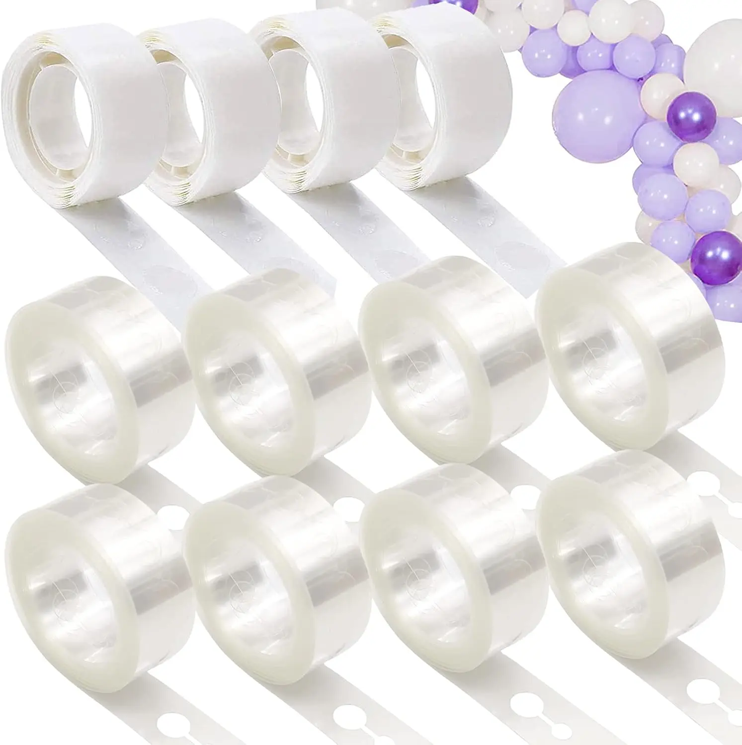 12 Rolls Balloon Arch Tape, 131.2  Tape Strip with Holes, 400 Removable Dots for Party Decorations, Birthday, Wedding,  Shower, Christmas, Halloween, Thanksgiving
