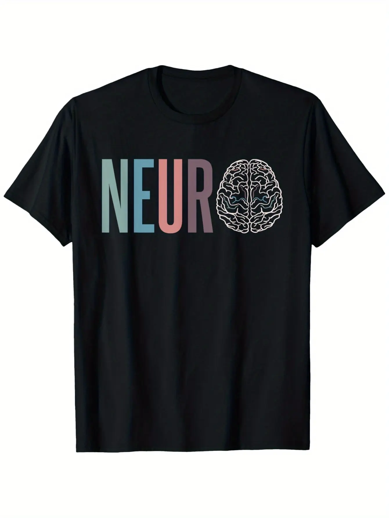 Neurology Neuro Nurse Neuro Squad T-Shirt -  Cotton Black Casual Tee with Vibrant NEUR Print & Brain Graphic, Short Sleeve Round Neck, Machine Washable - Perfect Gift for Healthcare Workers, Men & Women (Halloween, Christmas, Valentines, Fathers Day,