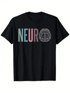 Neurology Neuro Nurse Neuro Squad T-Shirt - 100% Cotton Black Casual Tee with Vibrant NEUR Print & Brain Graphic, Short Sleeve Round Neck, Machine Washable - Perfect Gift for Healthcare Workers, Men & Women (Halloween, Christmas, Valentines, Fathers Day,