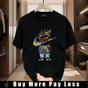 New unisex round-neck graphic T-shirt, 100% cotton, vibrant patterns, soft and comfortable, perfect for men's spring and summer short-sleeve street style.