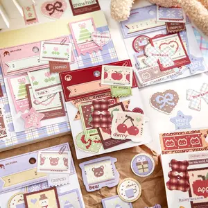 30 Sheets/bag Sticker Pack, Adhesive Stickers, Copper Paper Material, Dreamweaver Series Christmas Tree Apple Pattern, Journaling Supplies Bottle Decoration Stickers