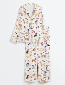 Watercolor Dog Breed All The Dog Fluffy Pets Portraits Pajama Set, Christmas Sleepwear Gifts Nightwear Pajama, Pajama Set Gift Mama Women