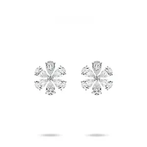 VAMERAY #6230 10 Carat In Each Pear Cut Flower Stud Earrings