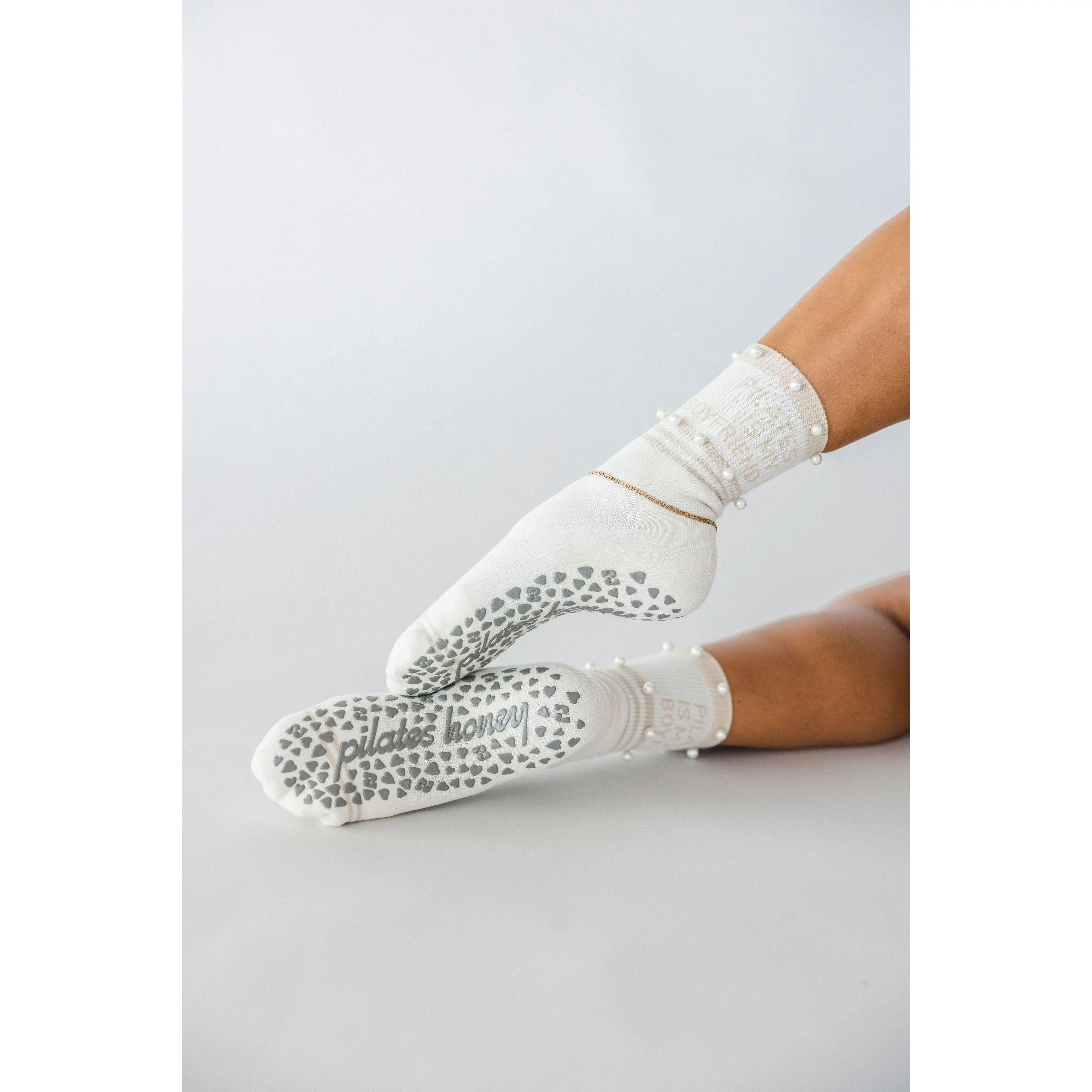 Stripe Pilates Boyfriend Core Crew Grip Sock *Luxe Collection*
