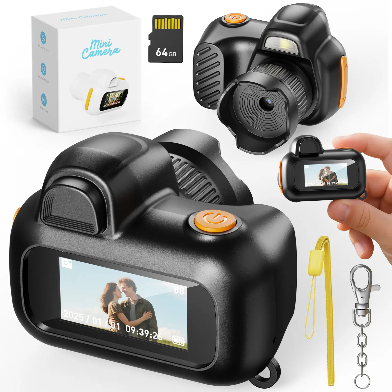 Kids' Mini Digital Keychain Camera, Portable Toy with 1080P Photo & HD Video Recording, Travel Gift for Boys & Girls, Creative Birthday Christmas Present
