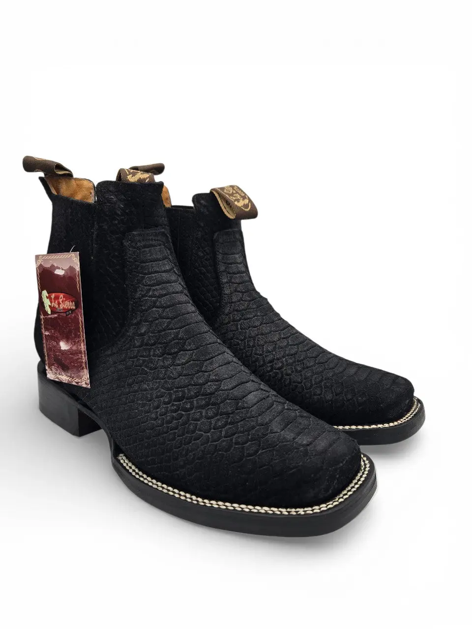 La Sierra Mens Python-Print Ankle Boots- Black 715