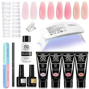 Poly Gel Extension Set with Uv Lamp, 4 Color Poly Gel & Tools, Professional Nail Art Kit for Women, Poly Gel Nail Kit Completeset, Polygel Nail Kit Nail Supplies for Long-lasting Wear, Manicure Nail Tools Kits, Fake Nails Extension, Nail Extensions