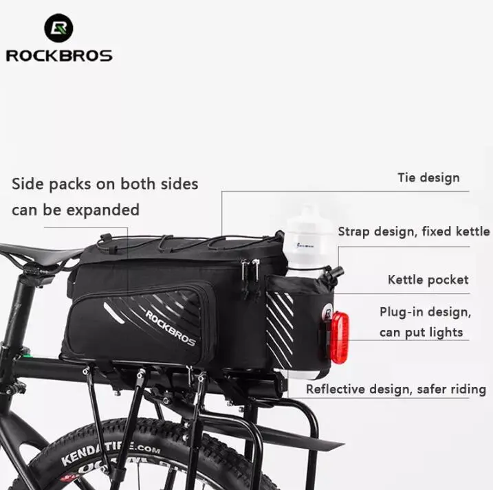 ROCKBROS Bike Rack Bag, 13L Compact Trunk Bag for Bicycles, Stable Cycling Gear for Commuting, Functional Bike Accessory, Rock Bros