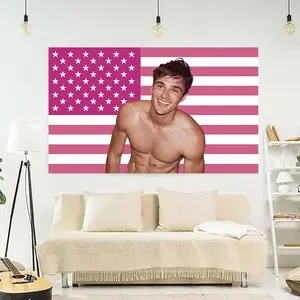 Jacob Elordi Flag Pink American Flag Poster 3x5ft Funny Jacob Flags Tapestry for College Dorm Bedroom Living Room Party Decor Fan Gift
