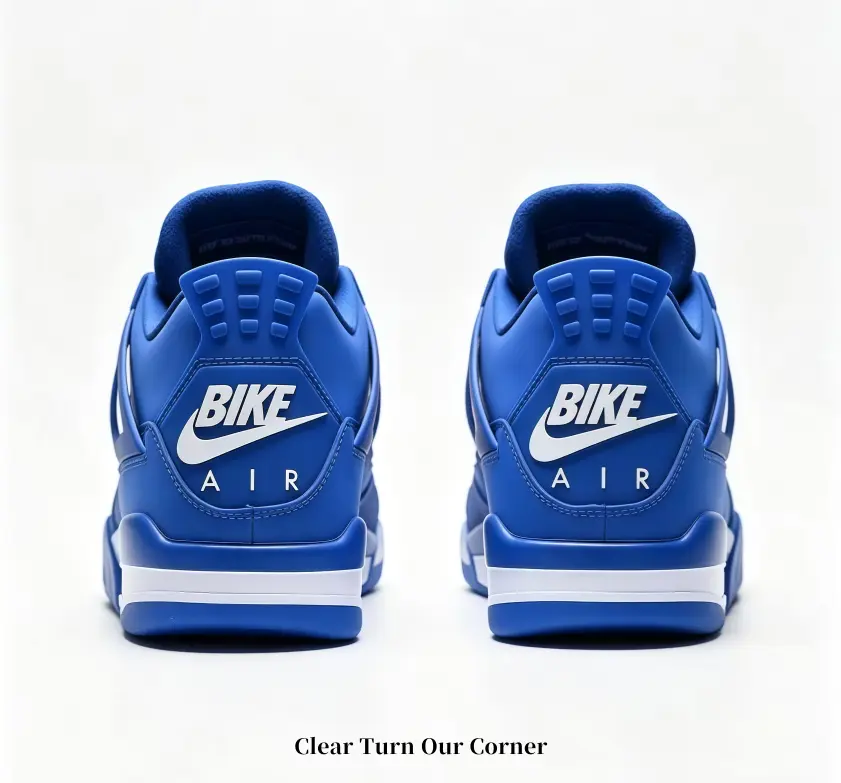 Vibrant Royal Blue Smooth Full Grain Leather Mid Top Trainers Mini White Tiny Front Accent Square Grid Breath Mesh Plush Wrapped Collar Multi-Layer Shock Absorbing Midsole Monochrome Bold Urban Street Casual Sneakers