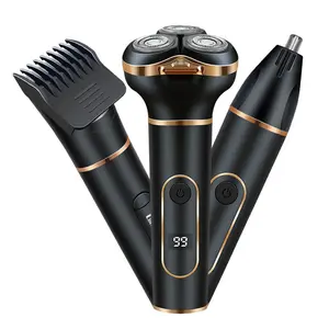 Cordless Electric Shaving Machine Men 3 in 1 for Beard Nose Hair Sideburns IPX7 Water Proof USB Charging Too with LED Display