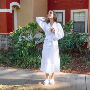 Bridal Shower Long Waffle Unisex Robe - Luxury Gift Robe de Chambre - WEDDING REGISTRY GIFTS