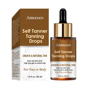 Amococo Self Tanner Tanning Drops 30ml - Natural Tanner for Face & Body - Reduces Sunburn Peeling, Hydrates Skin, Increases Glow, SPF & UVB Protection