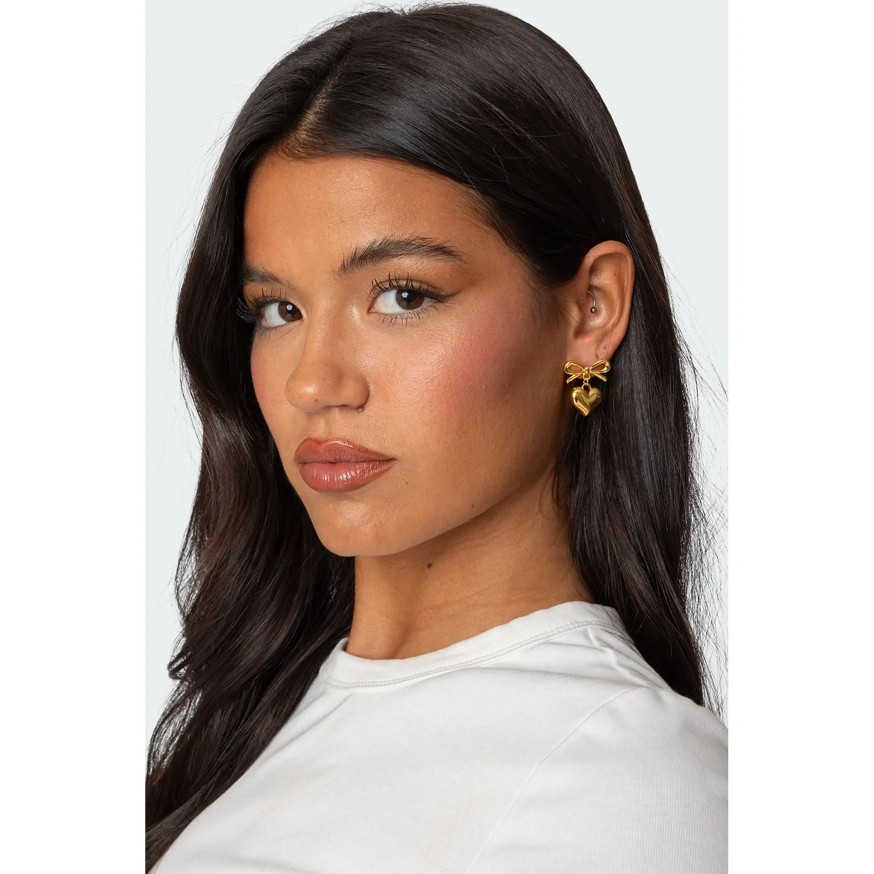 Bow Heart Charm Earrings Bow Heart Charm Earrings