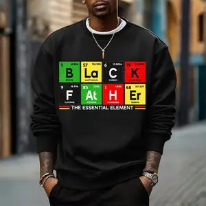 Men's Black Father The Essential Element Print Cotton Casual Sweatshirt