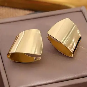 G Golixelle Bold Geometric Stud Earrings for Women, Retro Irregular Twisted Square Metal Jewelry, Fun and Comfortable Accessory for Daily Wear