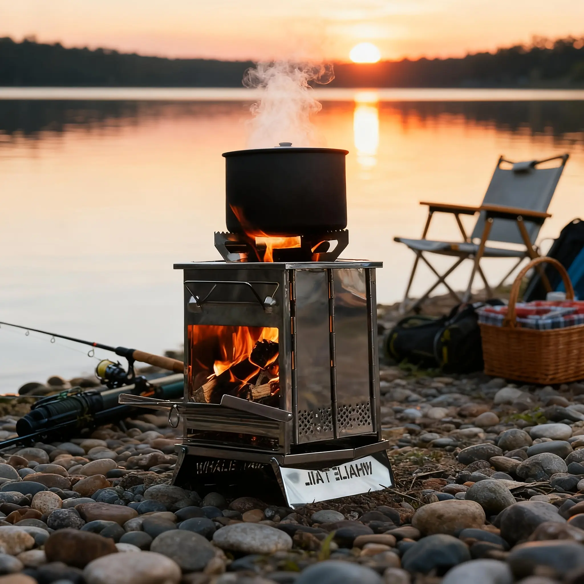Portable Stainless Steel Folding BBQ Grill - Heavy-Duty Wear-Resistant Thickened Stove for Camping, Backyard (3-4 People), 210x200x270mm, Charcoal & Firewood Compatible, Compact, Removable, Quick-Drying Dust-Proof Moisture-Proof Cover, Outdoor Cooking