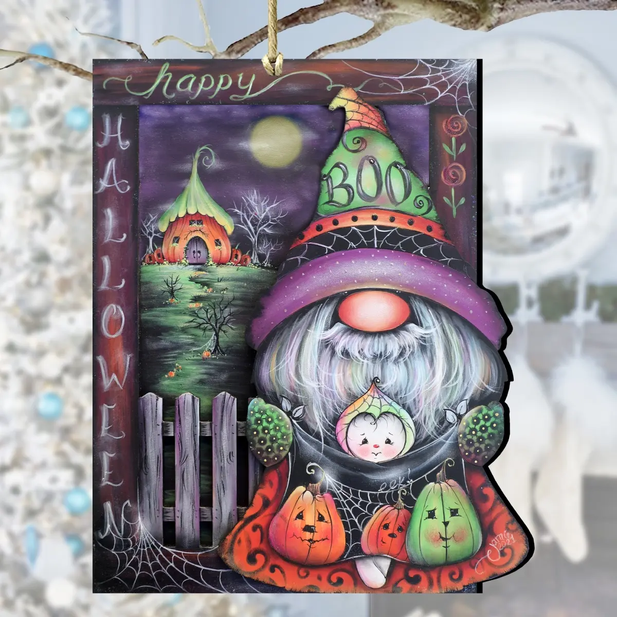 Designocracy 8611077-MP 5 x 5.5 x 0.25 in. Boo Halloween Gnome Wooden Halloween Decor Ornaments