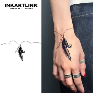 INKARTLINK Magic Tattoo 2 Sheets, Waterproof, Semi-permanent, Long-lasting, Temporary, Simple Fake Tattoo Sticker, Feather Tattoo, Juice Tattoo, Party Tattoo, Art Tattoo