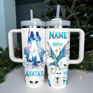 Personalized Avatar Fire and Ash Tumbler 40OZ Cup, Custom Laser Engraved Tumbler with Name & Logo, Christmas Gift for Him or Her