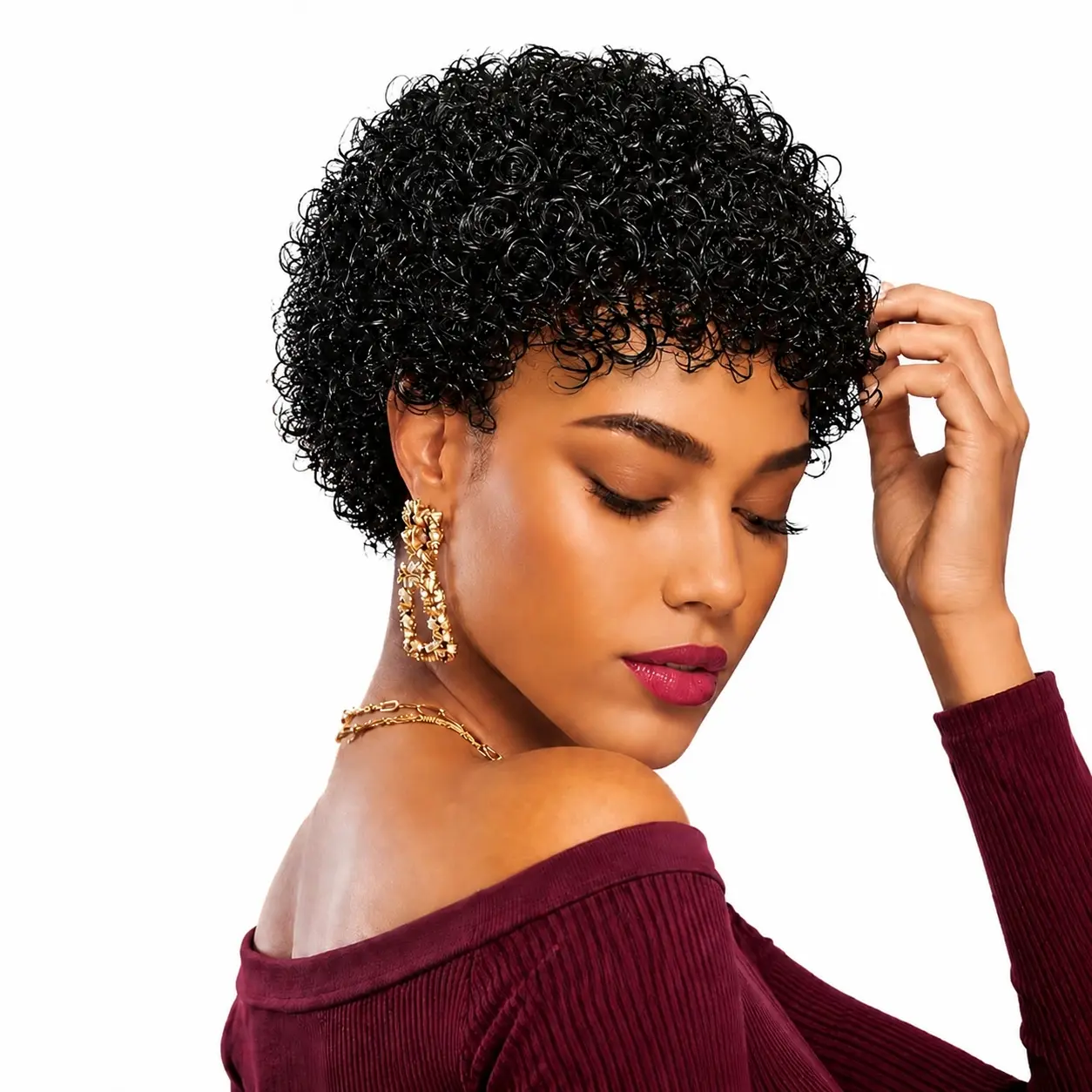 Afro Curly Human Hair Wigs - Short Kinky Curly Glueless Wigs Real Human Hair - High-Curl Afro Design - Easy to Wear And Easy to Manage - Perfect for Daily Use, Cosplay, Festivals - 70s 80s Cosplay Fan Hair And Enhancing The Atmosphere At Parties