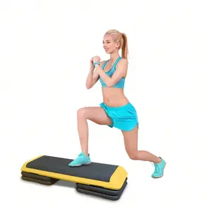Adjustable Aerobic Stepper Workout Step With 4 Risers Fitness & Exercise Platform Trainer
