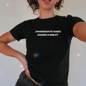 Immigrants Make America Great Y2k Baby Tee Pro-Immigration Activist Social Justice NEW