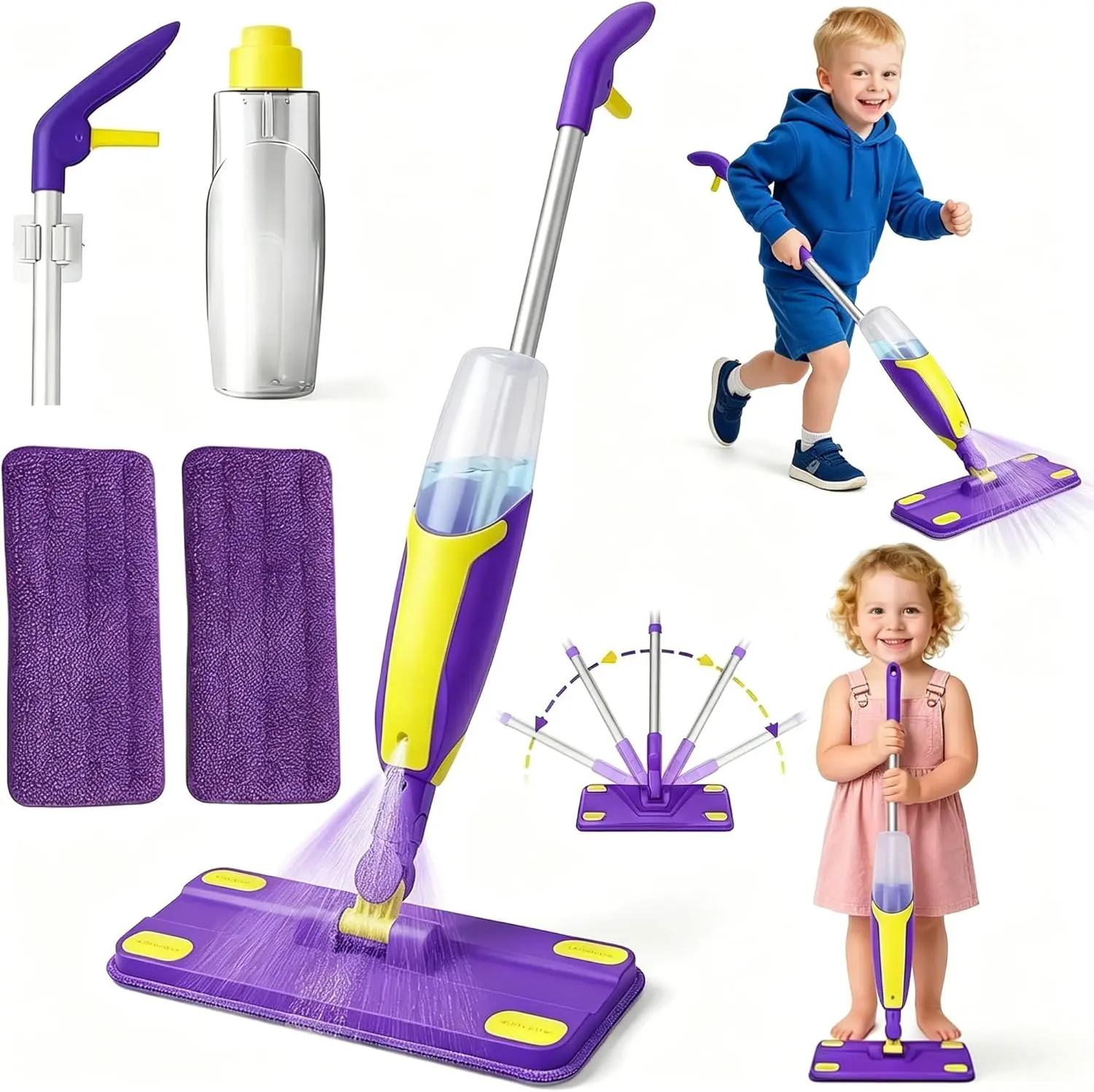 Montessori Mini Spray Mop Toy for 3+ Years Unisex Toddlers - Child-Safe Plastic Functional Pretend Play Cleaning Set, Motor Skill Boost, Tinyhand Grip, Grip & Push Easy, Children Development Indoor Gift