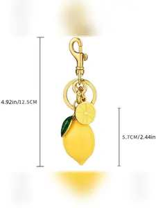 Luxurious Elegant Lemon Keychain for Bags Bag Charm, Fruit Pendant for Car Keys, All Seasons Accessory, Blanking Style, No Ca Prop 65
