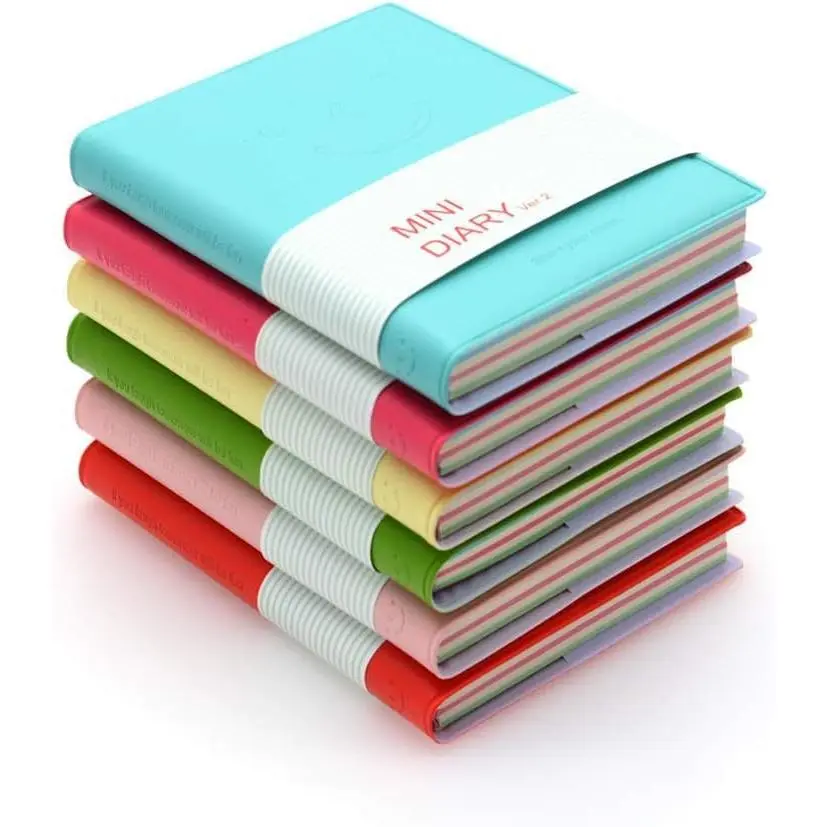 zhengwanhh09j 6PCS Pocket Notebook Hardback Journal Notepad Mini Portable Diary Memo with PU Leather Case Blank Pages 10.5 x 8cm/ 4.1 x 3inch, 100 Sheets