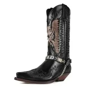 BDHJYDB Men'S Mid-Calf Riding Boots with an Embroidered Color Block Design, Ideal for Formal Events And Parties. They Feature a Sleek Look, Sturdy Build, And Are Perfect for Fashion Enthusiasts.