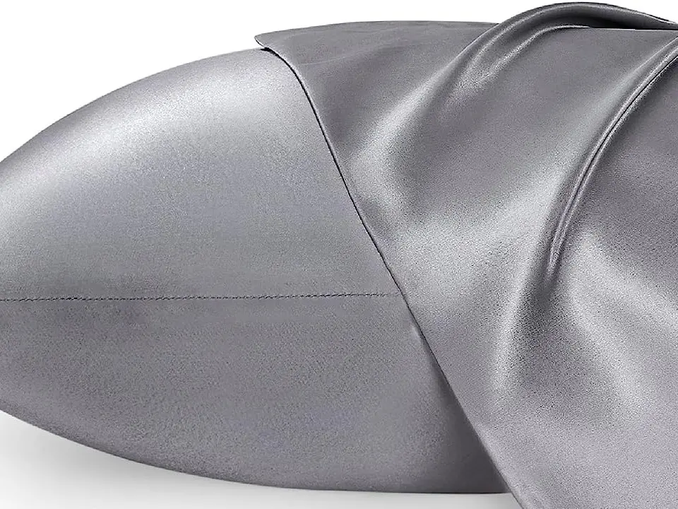 Satin Pillowcase Standard, Queen, King size - Silver/Black/White Grey Silky Pillowcase Set of 2 with Envelope Closure, Gifts for Women Men