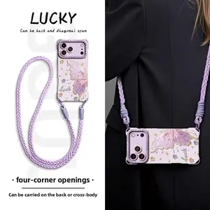 2026 New Light Purple iPhone 16/17 Phone Case | 3D Butterfly Glitter Design + Lanyard | Shockproof and Beautifully Cute