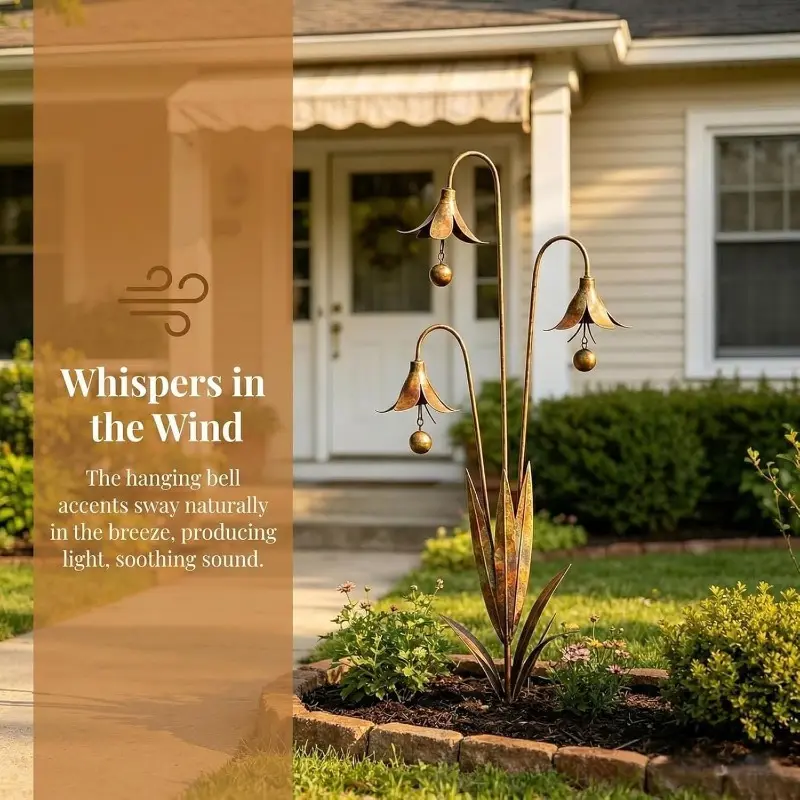 [3D] Wind Chime, Blue Lily of the Valley, Garden Stake with Bells, New Arrival 2026: Metal Outdoor Garden Decor. Reinforced & Weather Resistant with Rustic Craftsmanship, Ideal for Paths, Flower Beds and Lawns
