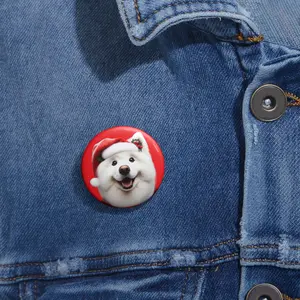 Santa Samoyed Pin Buttons - Cute Animal Accessories, Pet Lover Gift, Customized Badges, Backpack Pins, Lapel Pins