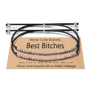Morse Code Bracelets for Women Men, String Bracelets, Inspirational Bracelets for Best Friend Unbiological Sister Daughter Niece Adjustable Bracelets