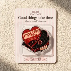 Obsessive Love Inspired Phone Grip Holder Pink Black Aesthetic Mobile Stand Viral Gift Idea