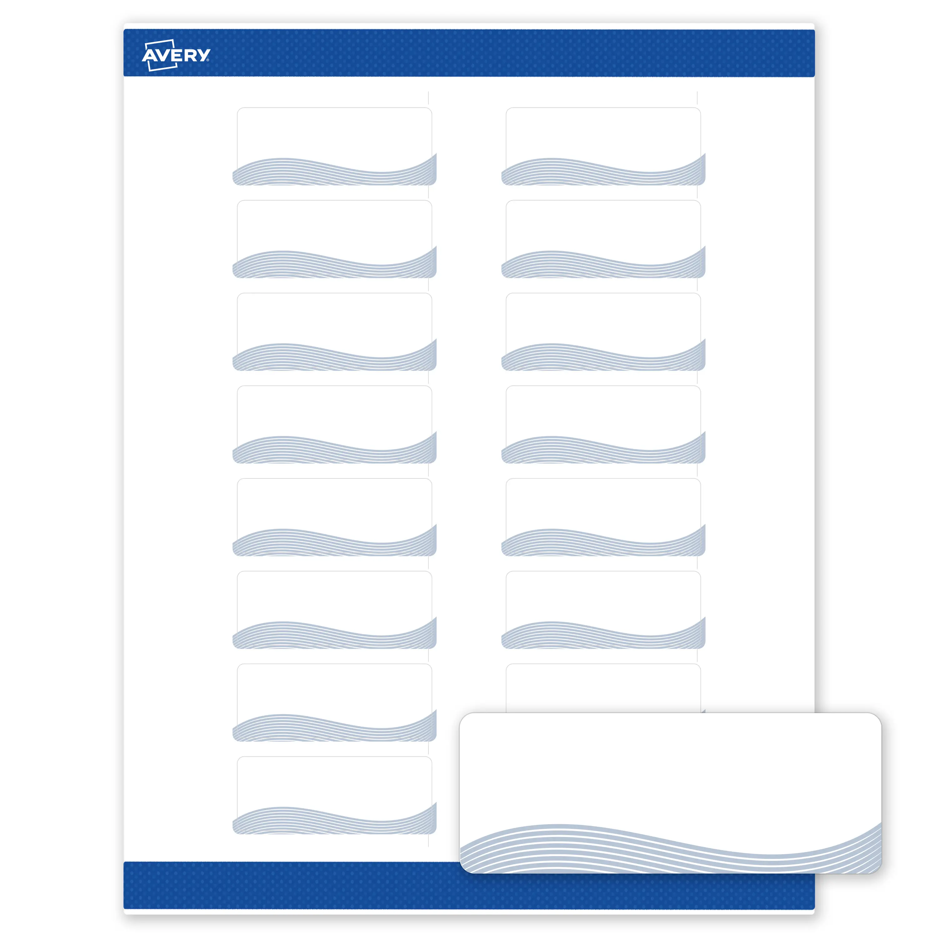 Avery Printable Rectangle Address Labels with Sure Feed Technology, Pre-Printed Blue Waves Design, Matte White, 1" x 2-5/8 inches, Laser & Inkjet Compatible, 160 Total for Business & Event Branding