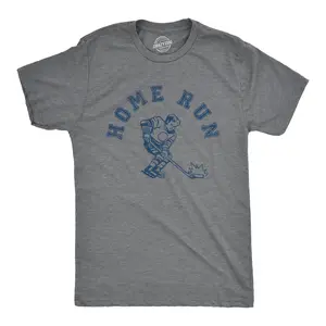 Mens Home Run T Shirt Funny Sarcastic Wrong Sport Joke Hockey Tee for Guys Mens Funny T Shirts Cool Vintage Fashion T-Shirt Gift Classic Menswear Funny Hockey Short Sleeve Novelty Tees for Guys Dark Grey