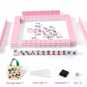 Mini Mahjong Game Party Set  Waterproof Majiang with Portable Travel Handbag ,Suitable for party multiplayer games, puzzle combination games and family gatherings. Melamine material, a total of 144, each size of 0.94 inches (24 mm), simple and happy