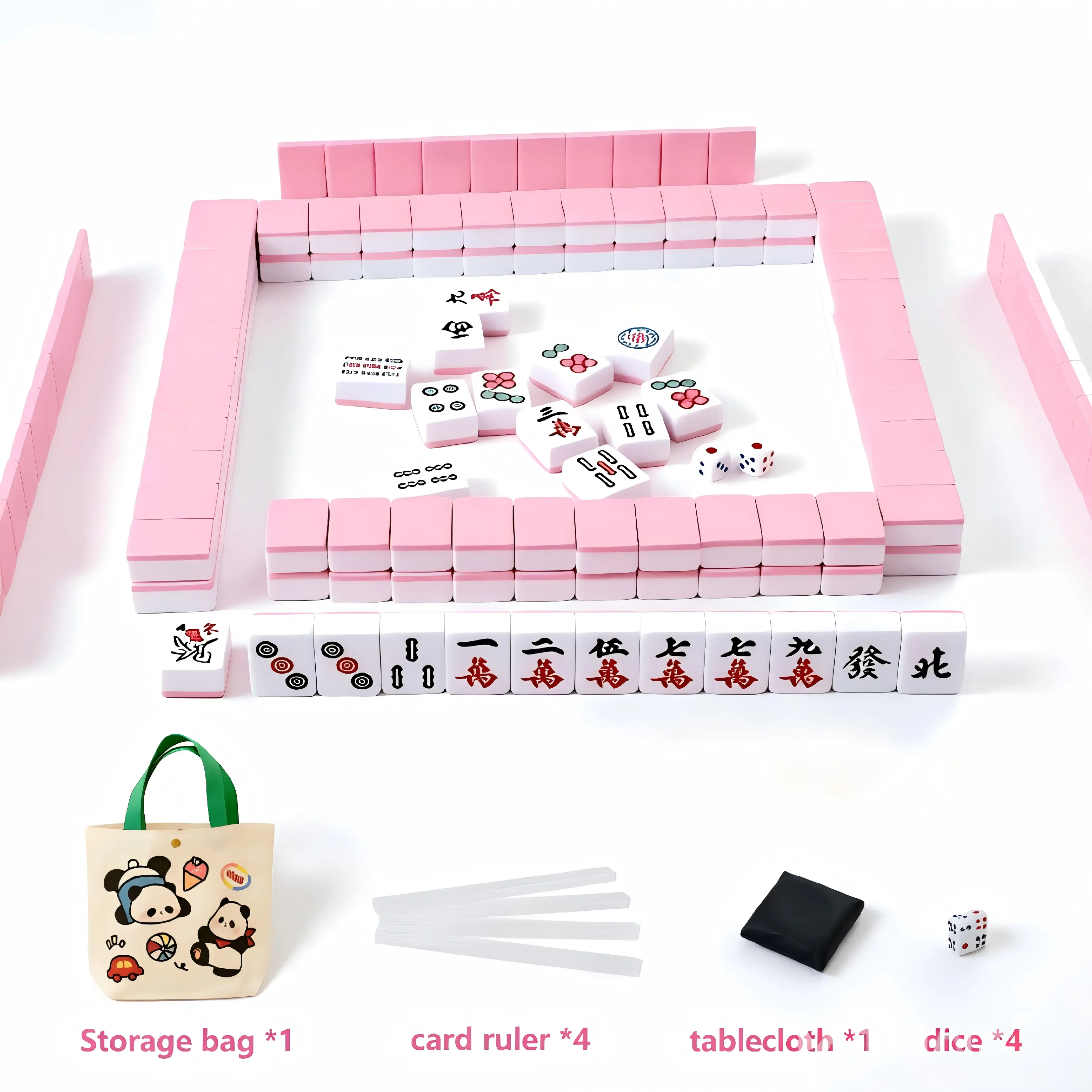 Mini Mahjong Game Party Set  Waterproof Majiang with Portable Travel Handbag ,Suitable for party multiplayer games, puzzle combination games and family gatherings. Melamine material, a total of 144, each size of 0.94 inches (24 mm), simple and happy