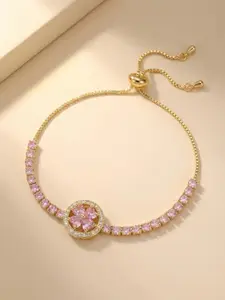 Rotating Floral Design Bracelet for Women, Summer Rhinestone Decor, Party Daily Holiday Accessory, Minimalist Jewelry Gift